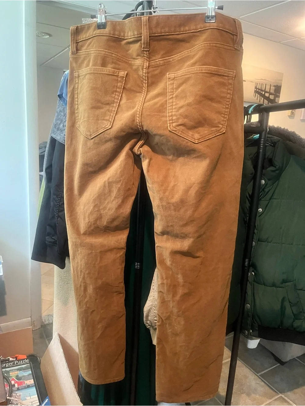 Banana Republic Men's Sued Traveler Pants / Warm Caramel Brown